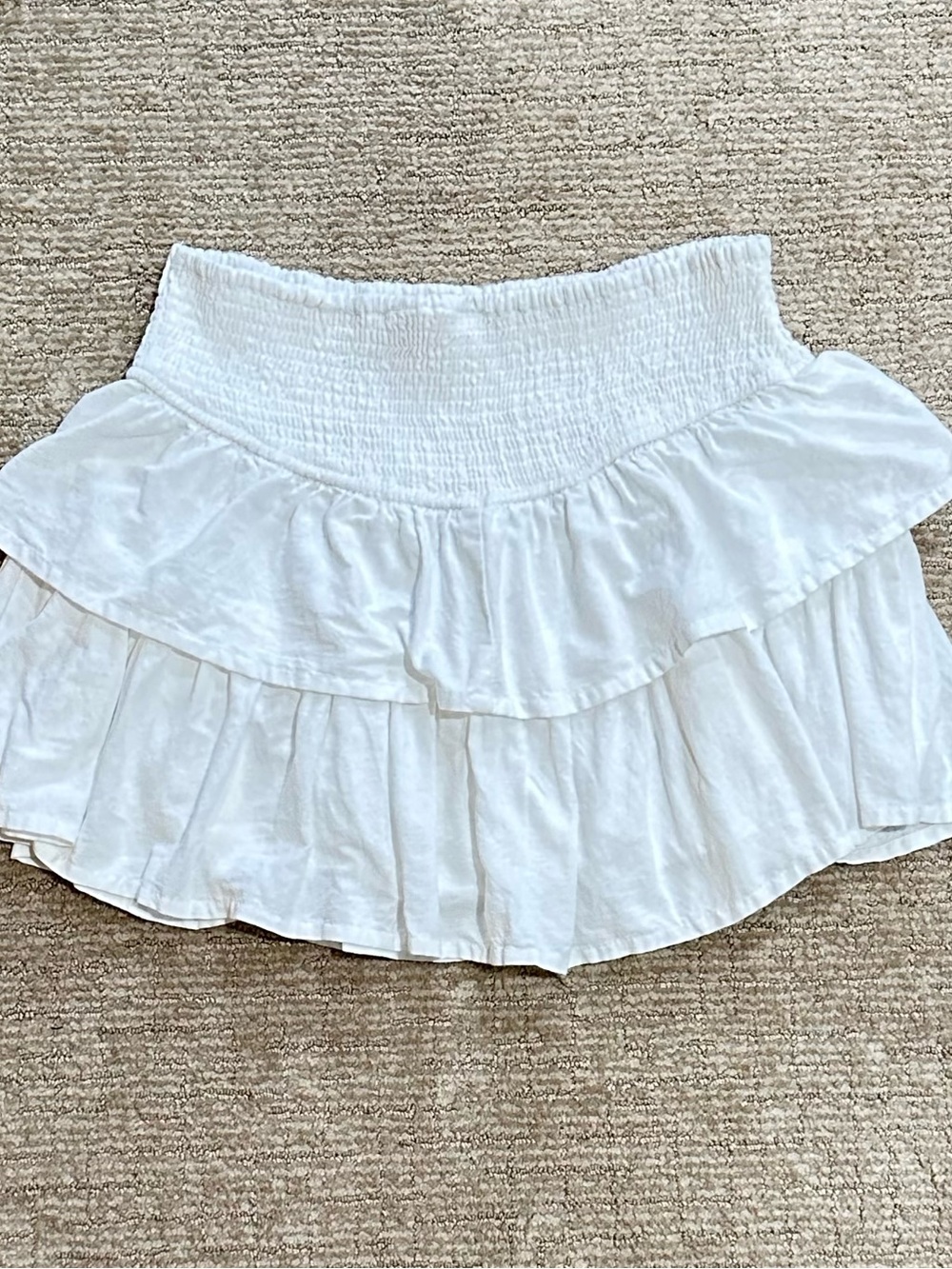 White Smocked Tiered Mini Skirt - Classic Summer Essential